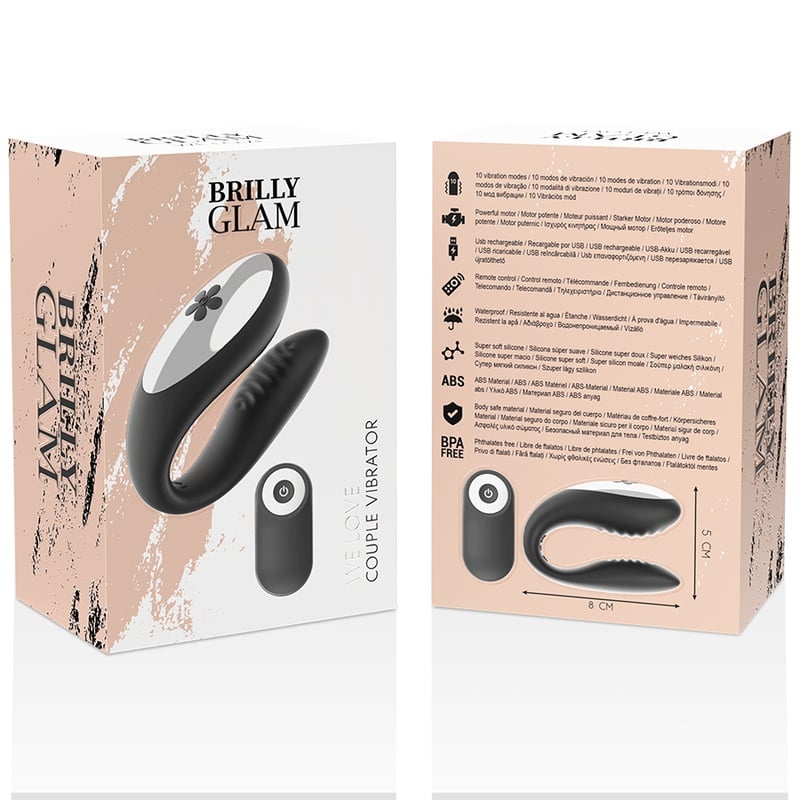 Vibrator cu telecomanda pentru cupluri BRILLY GLAM - WE LOVE FOR PARTNERS BLACK