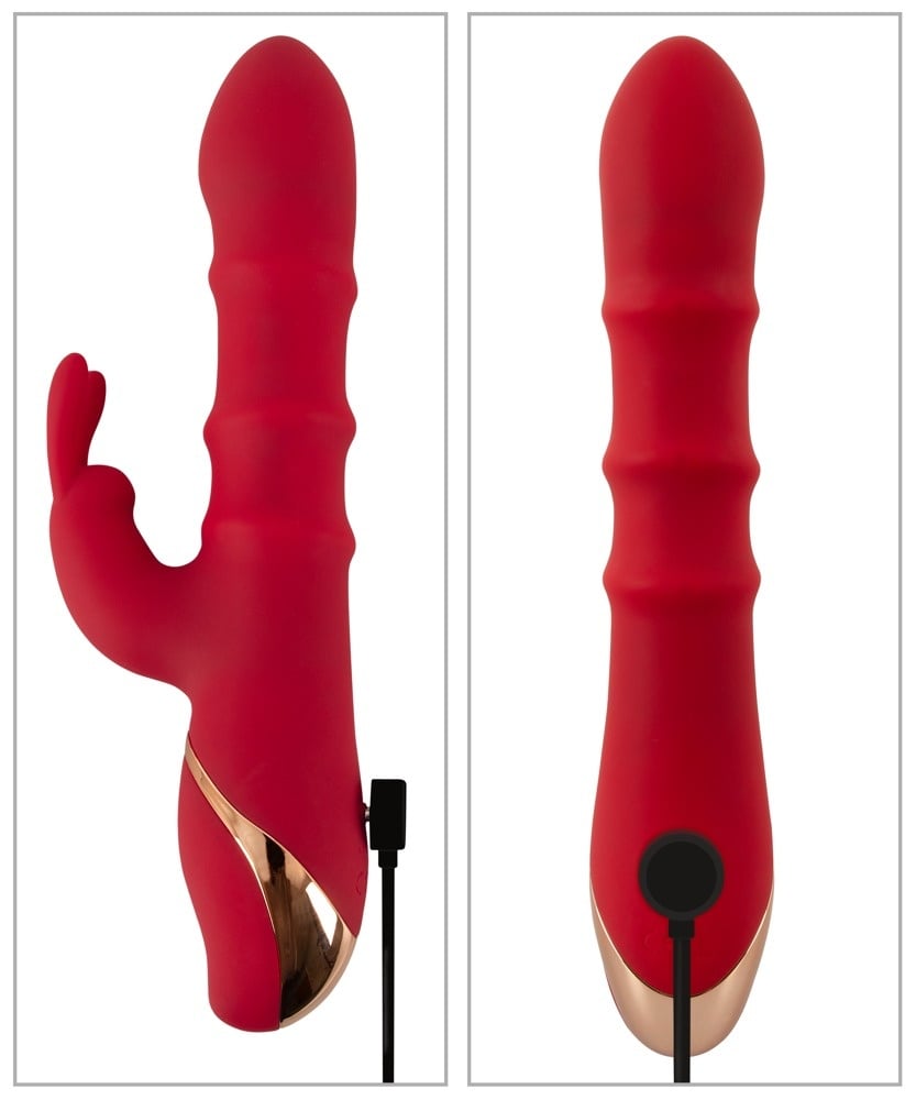 Vibrator iepure cu 3 inele de masaj mobile (23,7 cm) - 2 | YEO