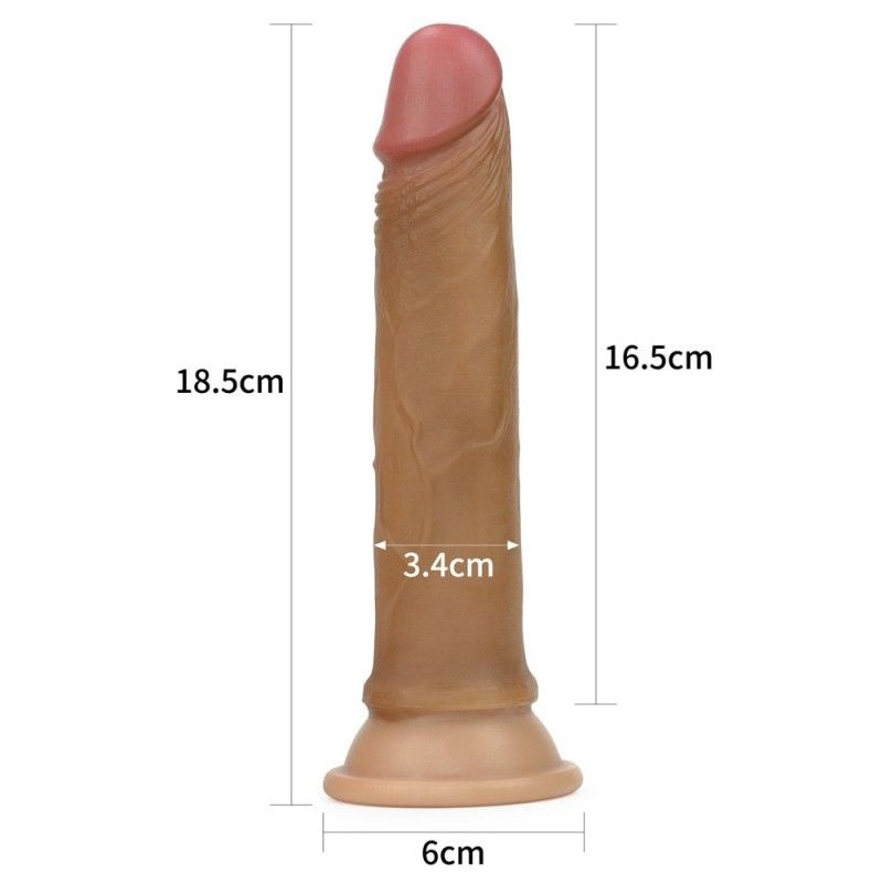 Dildo 7 Dual layered Platinum Silicone Cock Brown 18cm - 2 | YEO