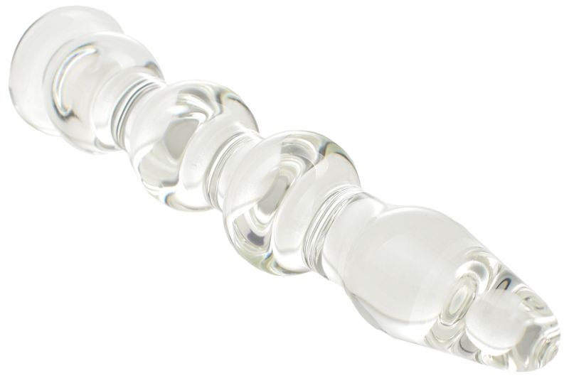 Dildo cu proeminente din sticla premium Wave Dildo, Sticla Premium, Clear, 17.5 cm