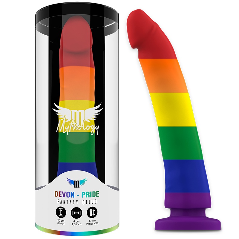 Dildo cu ventuza din silicon super flexibil MYTHOLOGY - DEVON PRIDE DILDO marime L