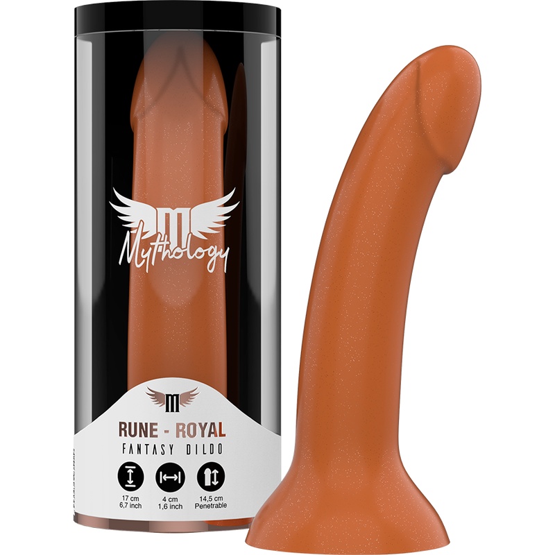 Dildo cu ventuza, din silicon super flexibil MYTHOLOGY RUNE-ROYAL FANTASY marime M auriu