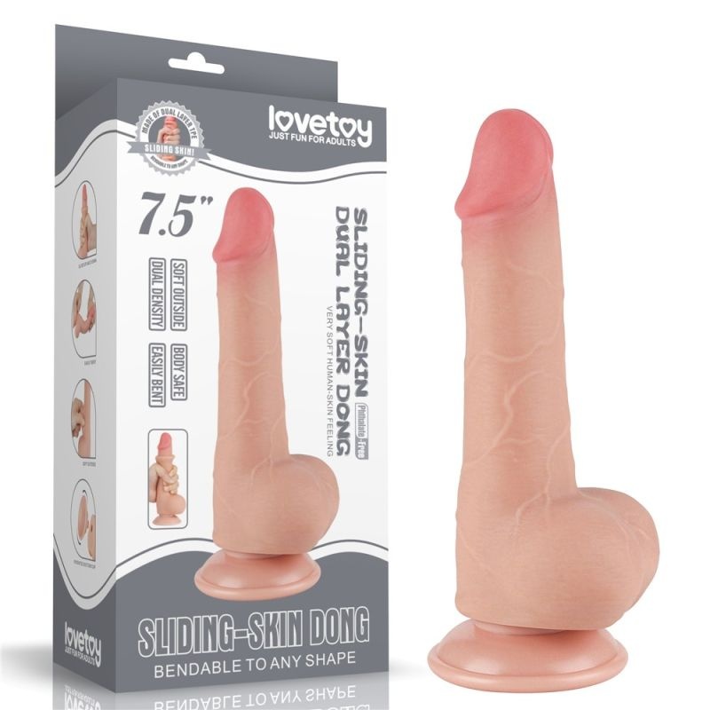 Dildo din material TPE super realist cu două straturi DILDO 7.5\'\' SLIDING SKIN DUAL LAYER DONG FLESH (19.5cm)