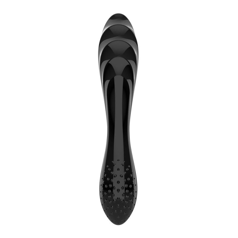 Dildo dublu din sticla borosilicata solida Dazzling Crystal 1 black (18.2cm) - 3 | YEO