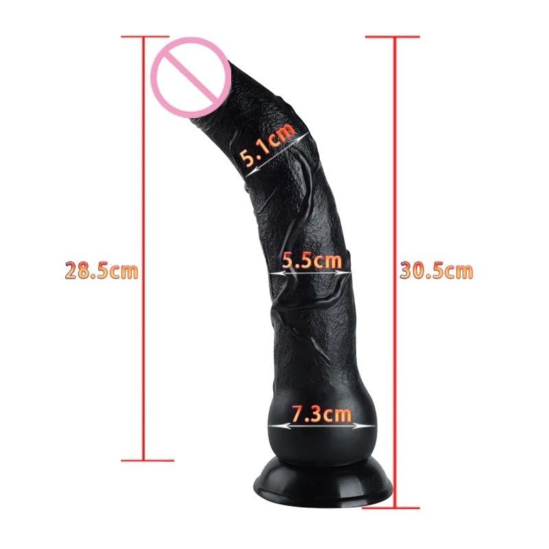 Dildo flexibil cu ventuza X-MEN Geoff’s Cock Black 30.5cm