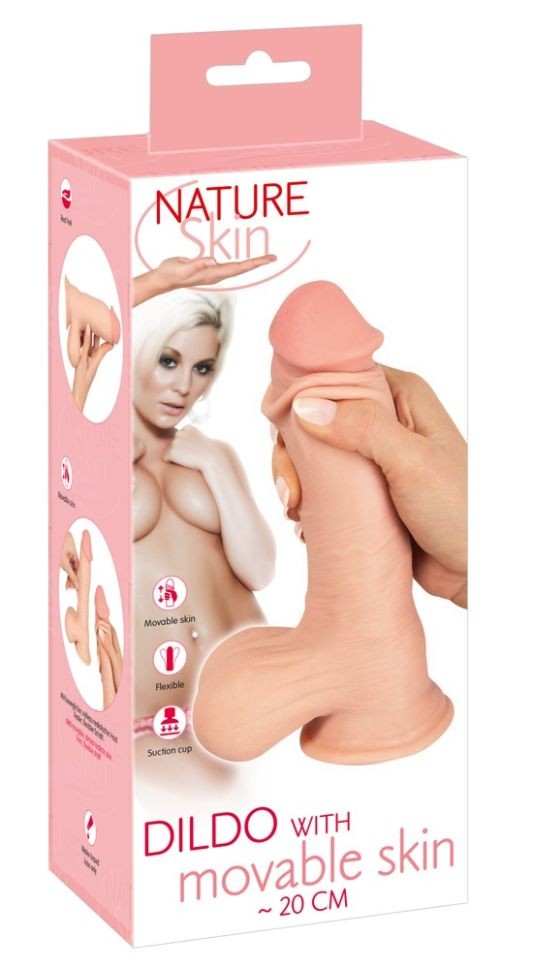 Dildo flexibil realist cu o ventuza puternica, piele mobila cu vene Dildo with movable Skin (19,9 cm) - 3 | YEO