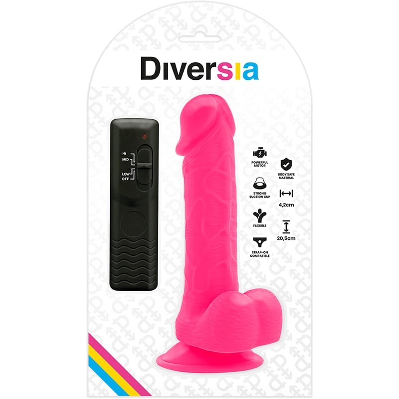 Dildo vibrator flexibil cu telecomanda cu ventuza de fixare Diversia culoare roz 20.5 CM -O- 4.2 CM