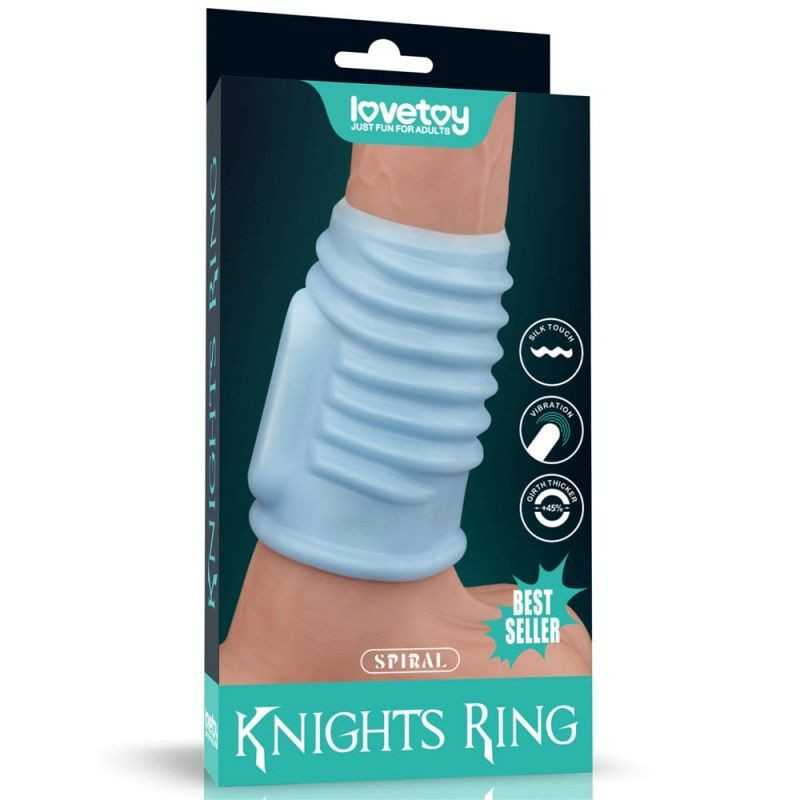 Inel erectie cu vibratii Vibrating Spiral Knights Ring Blue