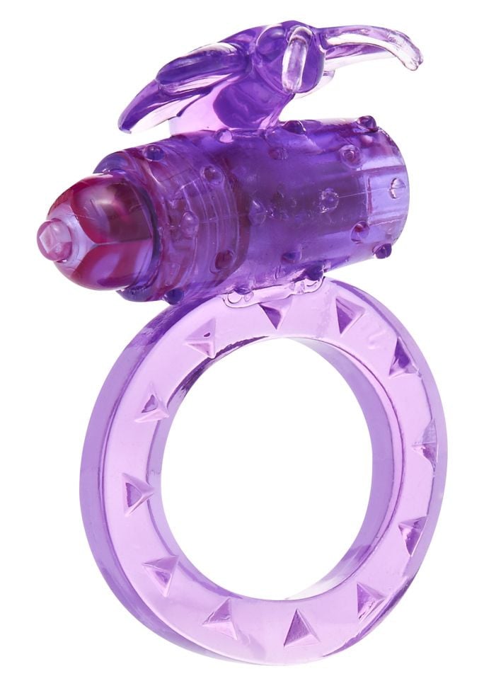 Inel penis cu vibratii cu stimulator clitoridian Flutter Ring Vibrating, purple