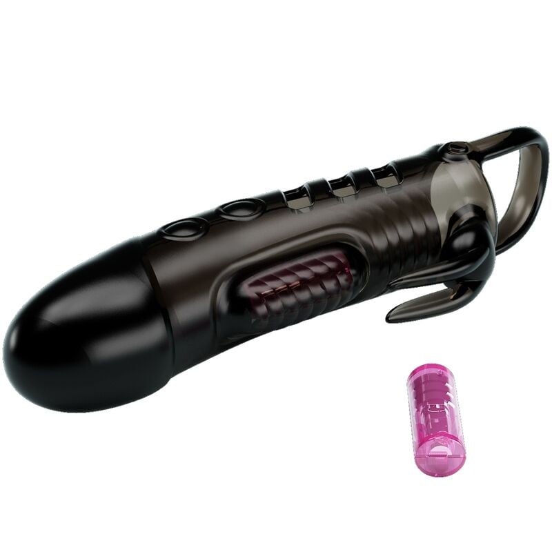 Manson pentru penis cu glont vibrator si stimulator clitoridian iepure PRETTY LOVE – SLOANE (18.7cm)