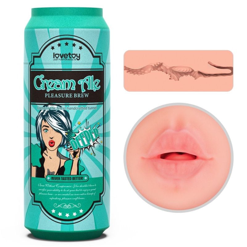 Masturbator cu deschidere sub forma de gura Pleasure Brew Masturbator-Cream Ale