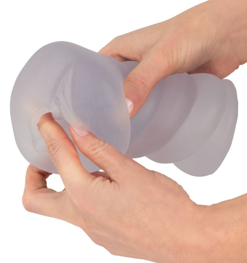 Masturbator transparent cu Cock Ring interior in forma de vagin 15cm - 1 | YEO