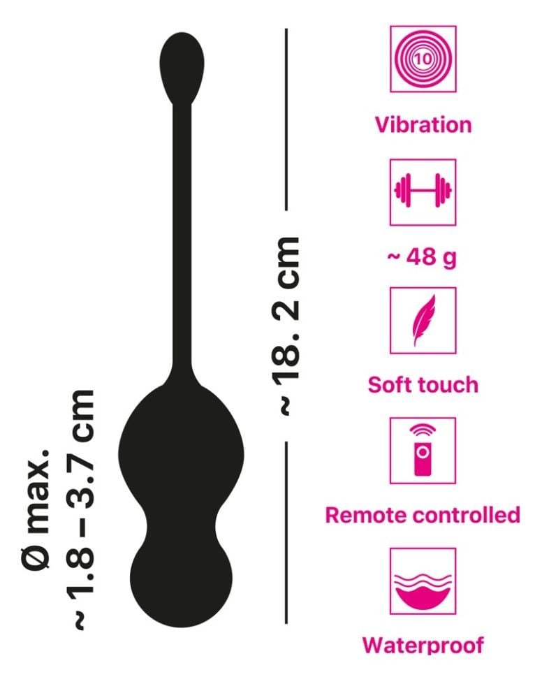 Ou vibrator cu telecomanda si 10 moduri de vibratii RC Duo Love Balls - 2 | YEO