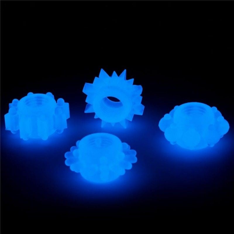 Set 4 inele pentru penis fosforescente Lumino Play Penis Ring 4 pcs