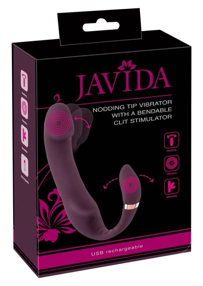 Vibrator fexibil pentru punctul G si clitoris Javida Nodding Tip Vibrator with Bendable Clit Stimulation