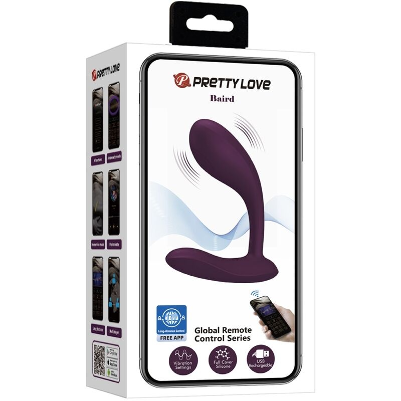 Vibrator G-Spot din silicon, cu aplicatie PRETTY LOVE BAIRD LILA