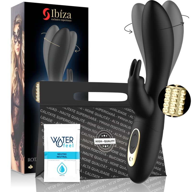 Vibrator iepuras cap rotativ cu stimulare punct g si clitoris IBIZA Pearled