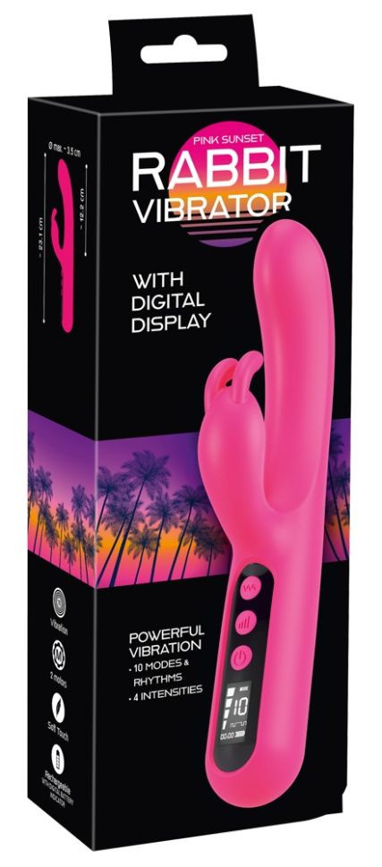 Vibrator iepure cu afișaj digital Pink Sunset Rabbit Vibrator (23,1 cm)