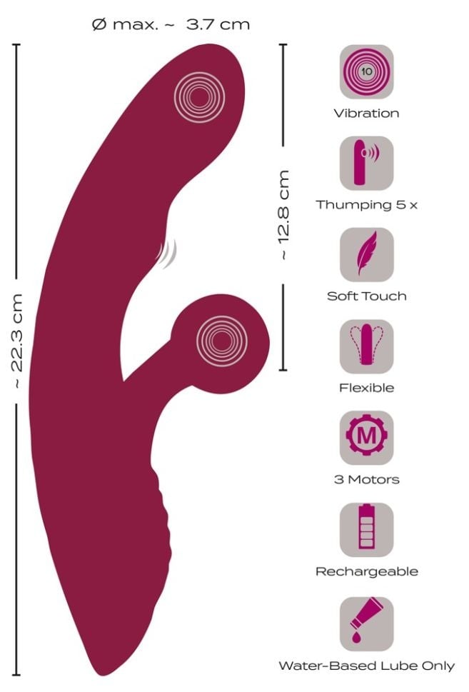 Vibrator iepure cu functie de pulsare/batere Javida 2 Function Rabbit Vibrator - 3 | YEO