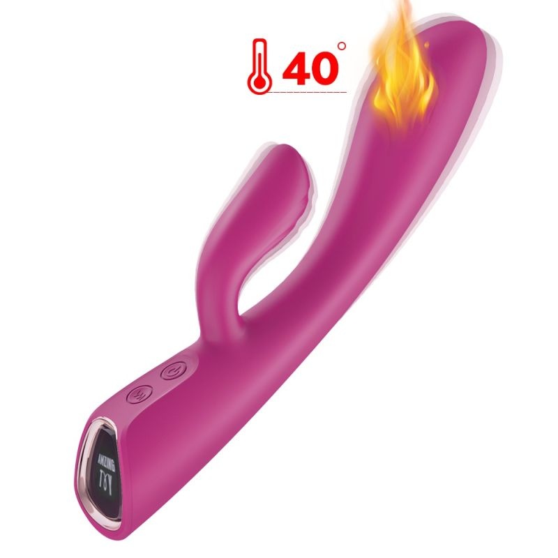 Vibrator iepure cu stimulare dubla, functie speciala de incalzire Ruffy Heating&Vibrations (21cm)