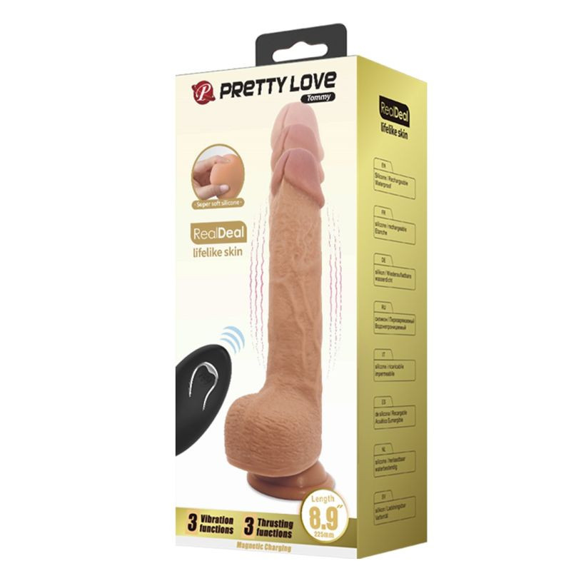 Vibrator realist din silicon 3 Functii Impingere Tommy(22.5cm)