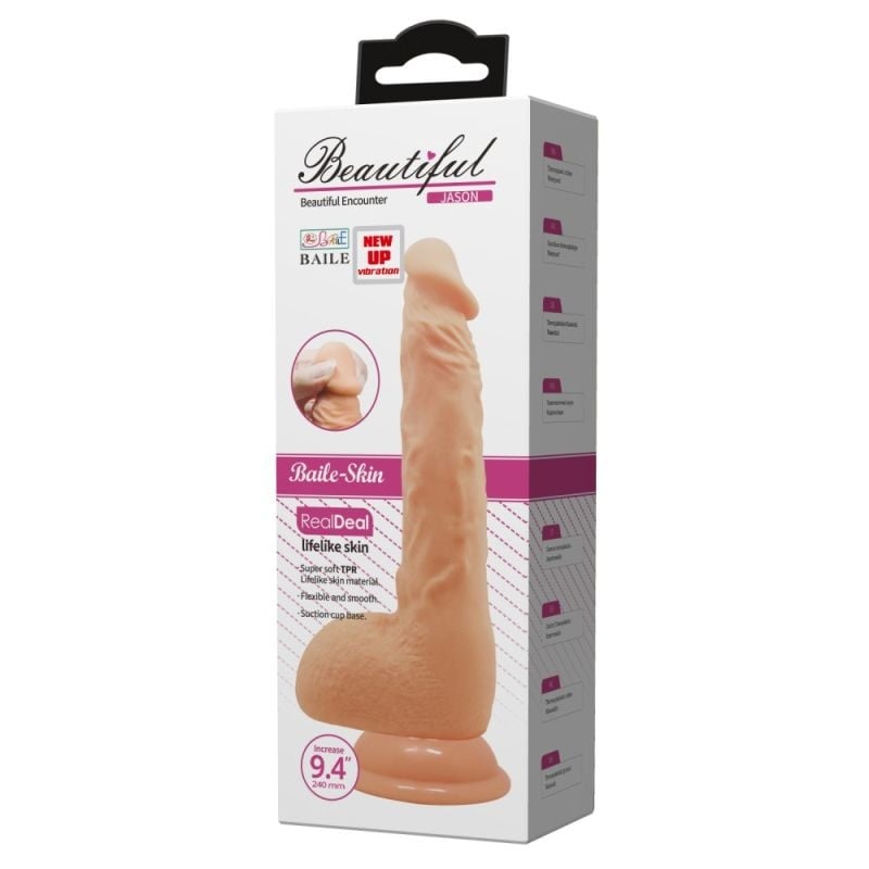 Vibrator realistic cu ventuza de fixare si telecomanda Beautiful Jason 9,4 