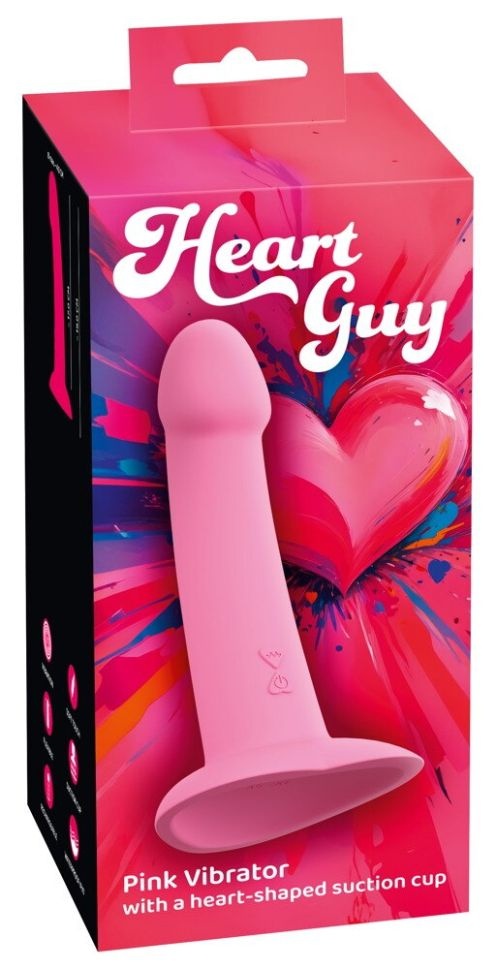 Vibrator Silicon Heart Guy Pink 19cm