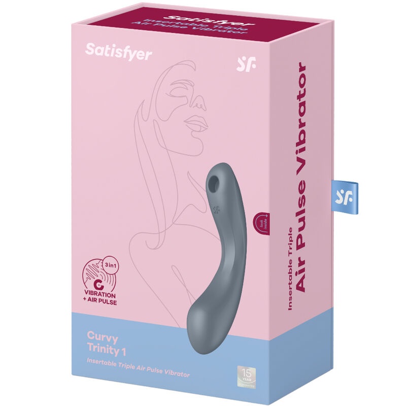 Vibrator stimulator cu impulsuri de aer Curvy Trinity 1 bluegrey (17,5cm)