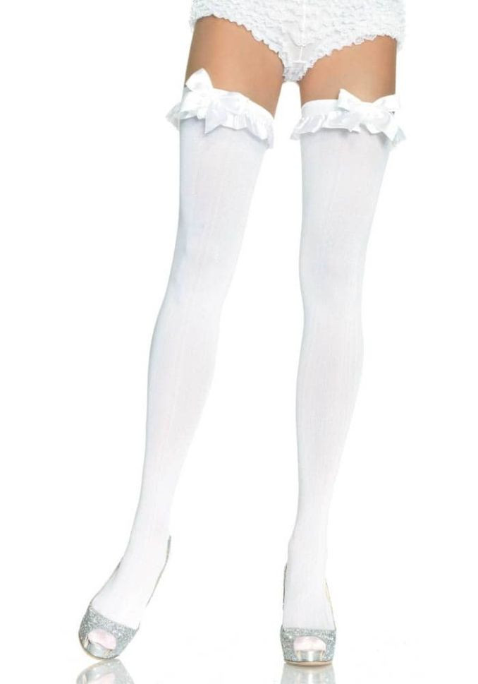 726010 NYLON OTK W/RUFFLE BOW, white - S/L