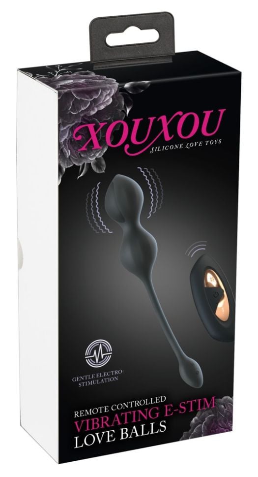 Bile vaginale cu telcomanda si electrostimulare RC Vibrating E-Stim Love Balls ( 20 cm)