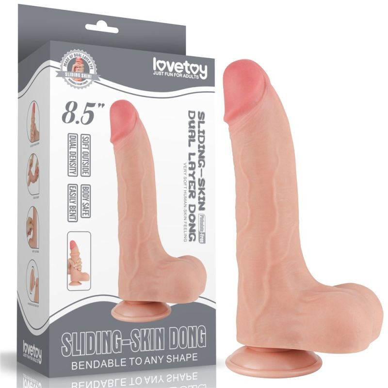 DILDO 8.5' SLIDING SKIN DUAL LAYER DONG FLESH (22cm)