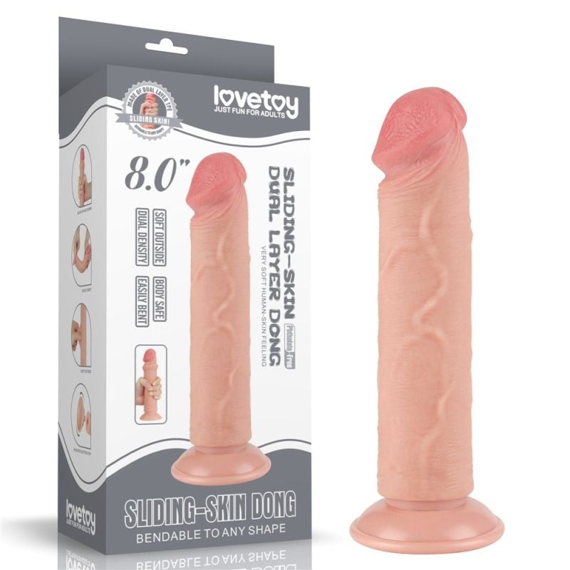 DILDO 8' SLIDING SKIN DUAL LAYER DONG FLESH (20cm)