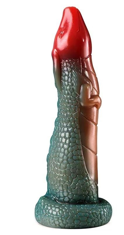 Dildo fantezist in forma de dragon Chinese Dragon cu Ventuza, Rosu/Verde (19 cm)