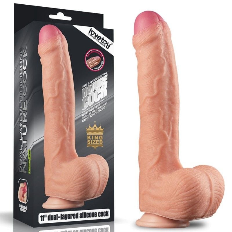 Dildo realist cu două straturi de silicon Dual Layer Platinum Silicone Cock (27.5cm x 5.2cm)