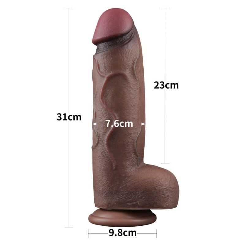 Dildo realist din silicon cu ventuza 12\'\' Dual Layered Silicone Cock XXL (31cm x 7.6cm) - 2 | YEO