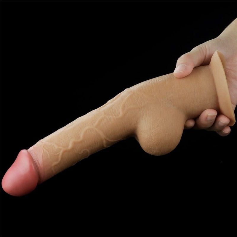 Dildo realist fabricat din silicon, cu ventuza de fixare Dildo 9.5 Dual-Layered Handle Cock 25cm