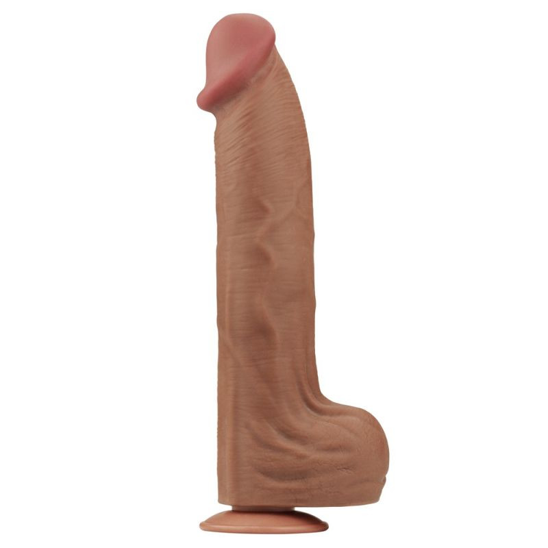 Dildo realist gigantic cu doua straturi 14' King Sized Sliding Skin Dual Layer Dong Brown (36cm)