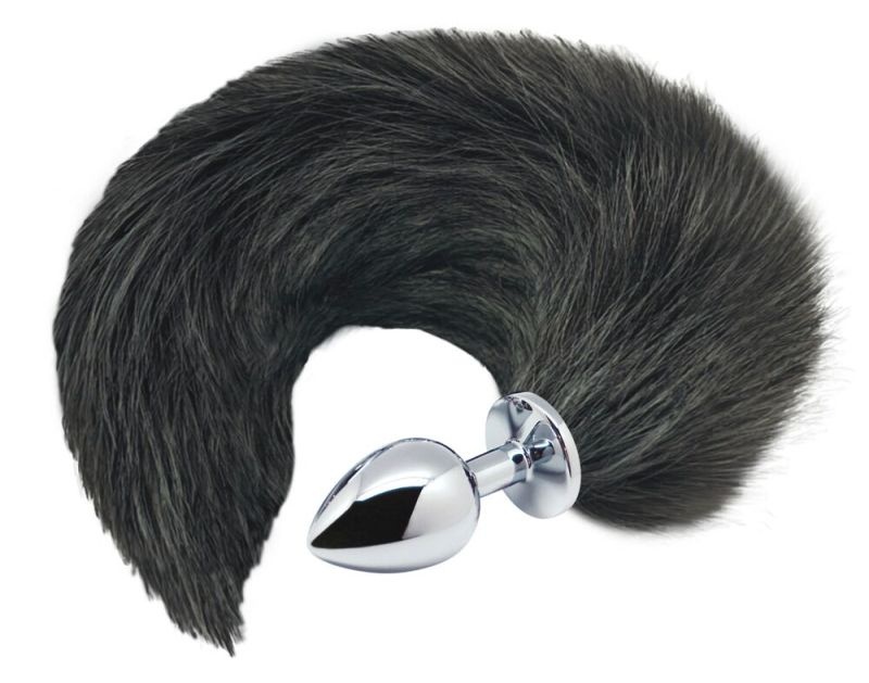 Dop anal cu coada Black & White Fox Tail Marime M