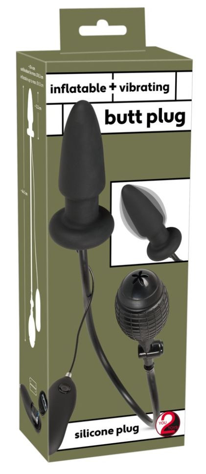 Dop anal gonflabil cu vibratii Inflatable Vibrating Butt Plug (12,2 cm)