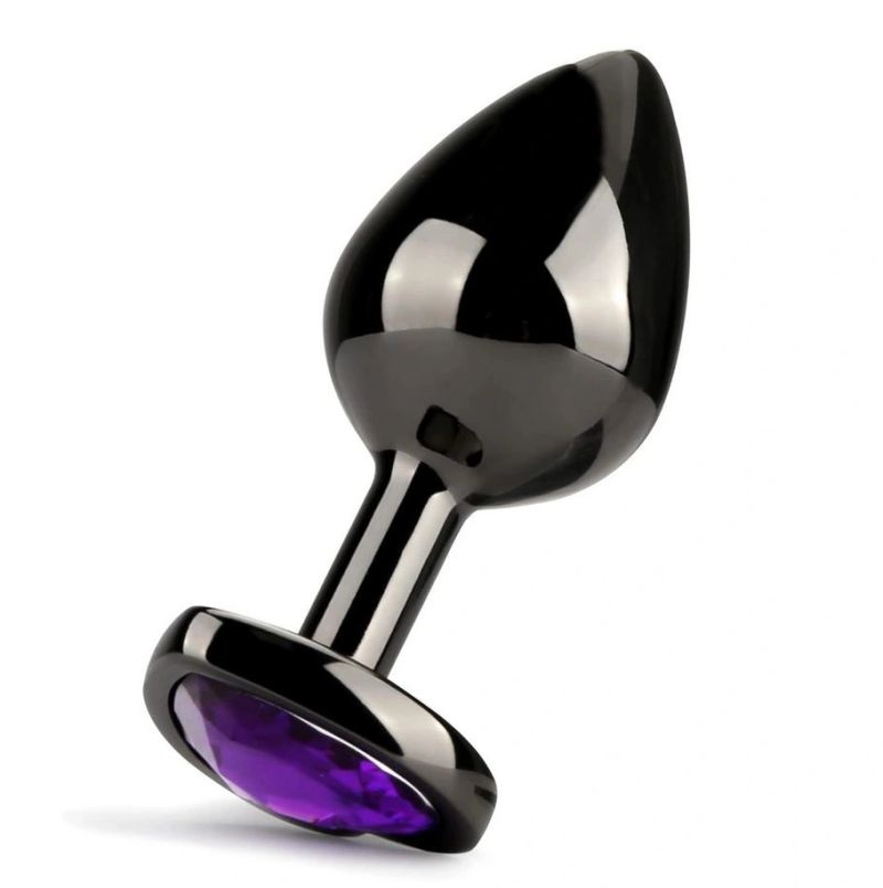 Dop anal metalic Anal Plug Dark Anal Plug Medium, Heart Shape, Purple