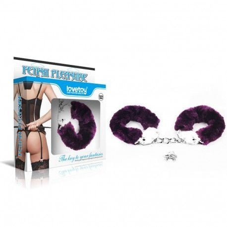 Fetish Pleasure Fluffy Hand Cuffs purple