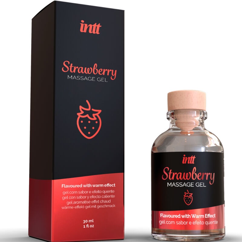 Gel masaj cu efect de incalzire cu aroma de capsuni STRAWBERRY GLASS BOTTLE 30ML - 2 | YEO