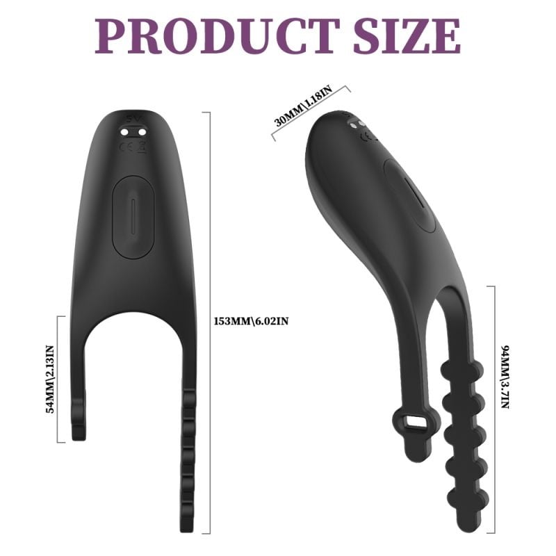 Inel penis cu vibratii Stimulator Penis Clipp, 9 Moduri Vibratii, Silicon, USB