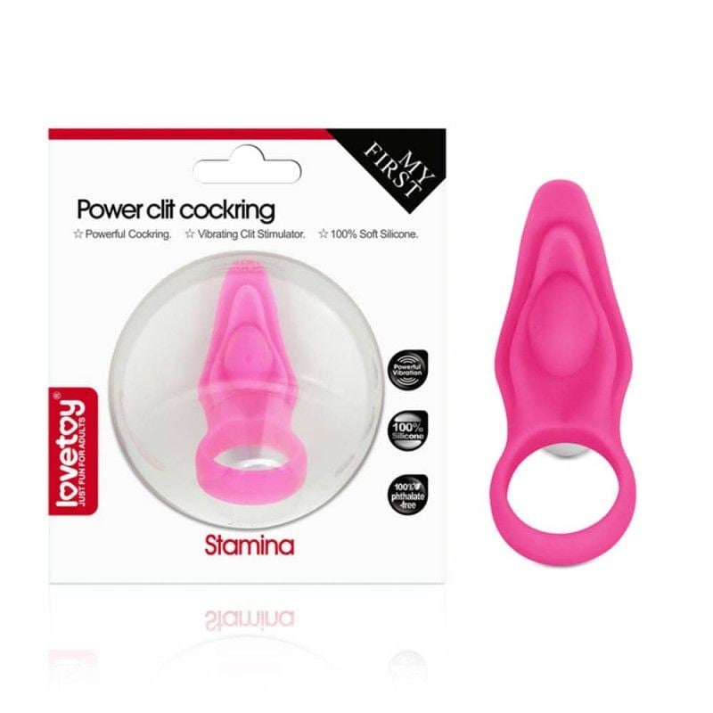 Inel vibrator puternic din silicon cu o singura viteza Power Clit Cockring Pink