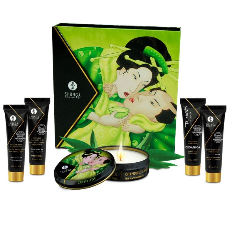 Kit masaj erotic Shunga - Secret Geisha Organic Green Tea Kit