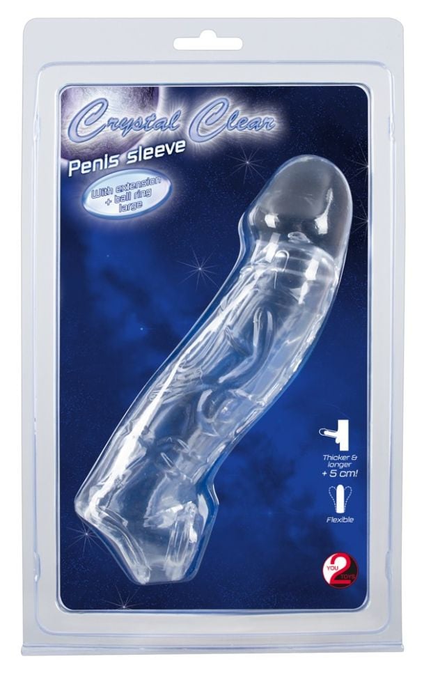 Manson transparent Penis Sleeve with extension and ball ring (23 cm)