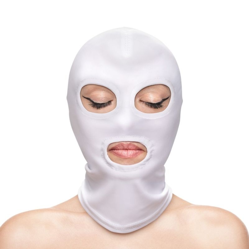 Masca cagula Fetish & Fashion - Eyes & Mouth Hood - White