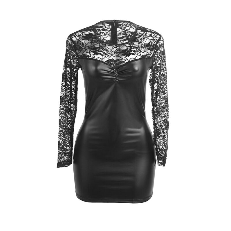 Rochie Lunga cu Maneci si Dantela Neagră L/XL – SUBBLIME