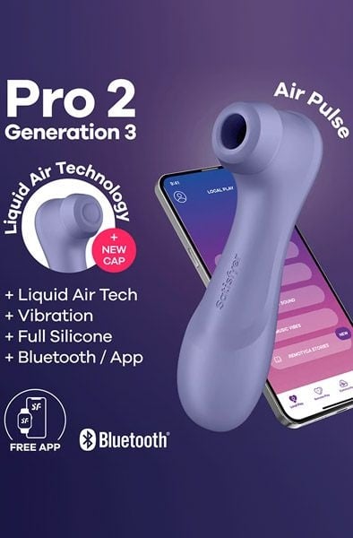 Stimulator Clitoris Satisfyer Pro 2 Generation 3 with Liquid Air lilac Bluetooth/App