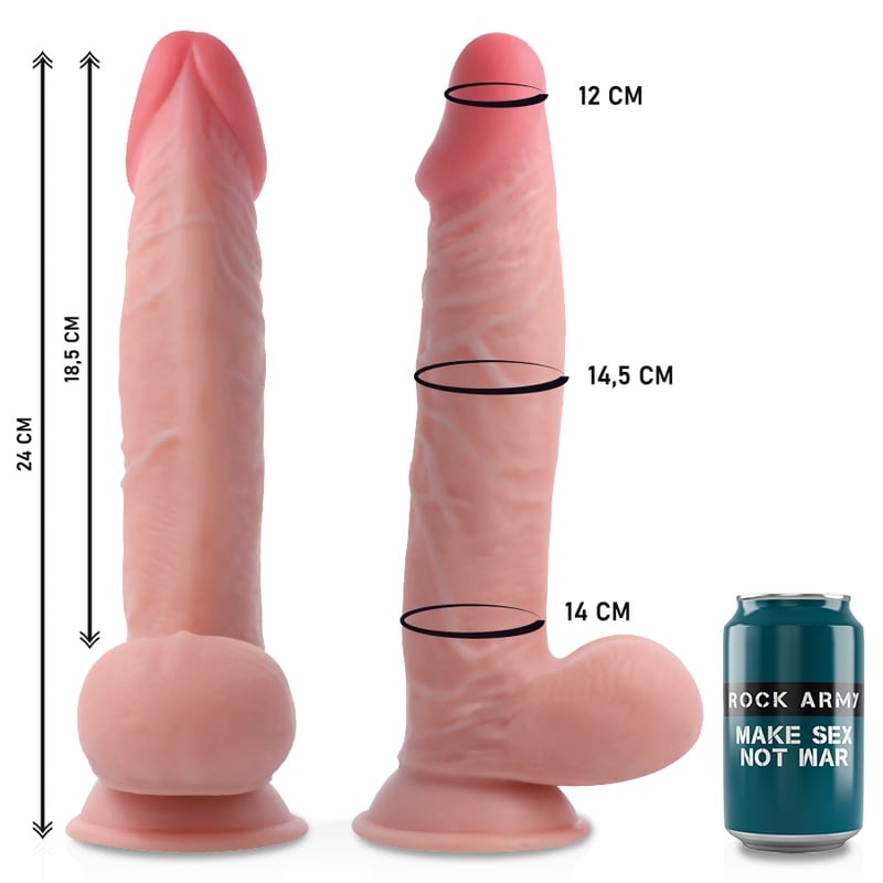 Strapon cu Dildo realist The Dual Density Sherman Dimensiune 24 cm x 4,46 cm - 1 | YEO